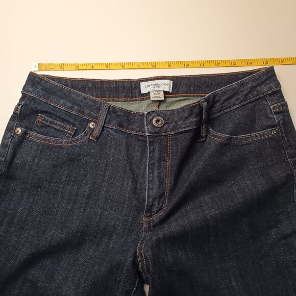 Liz Claiborne Petite Jeans Size 10P Classic Mid Rise Straight Leg Dark Wash - Picture 6 of 9